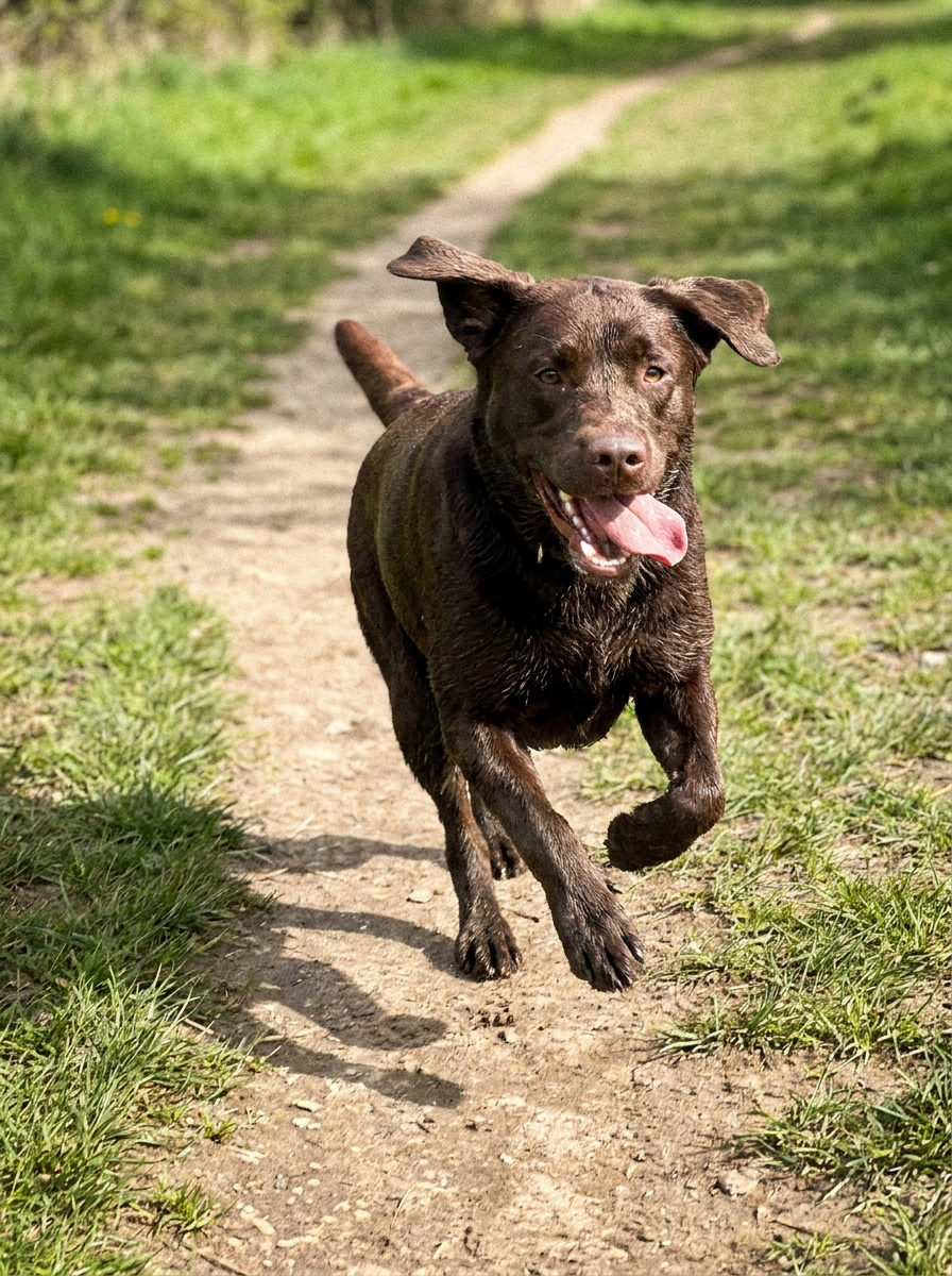 Winston, Chocolate Labrador, 13 years old