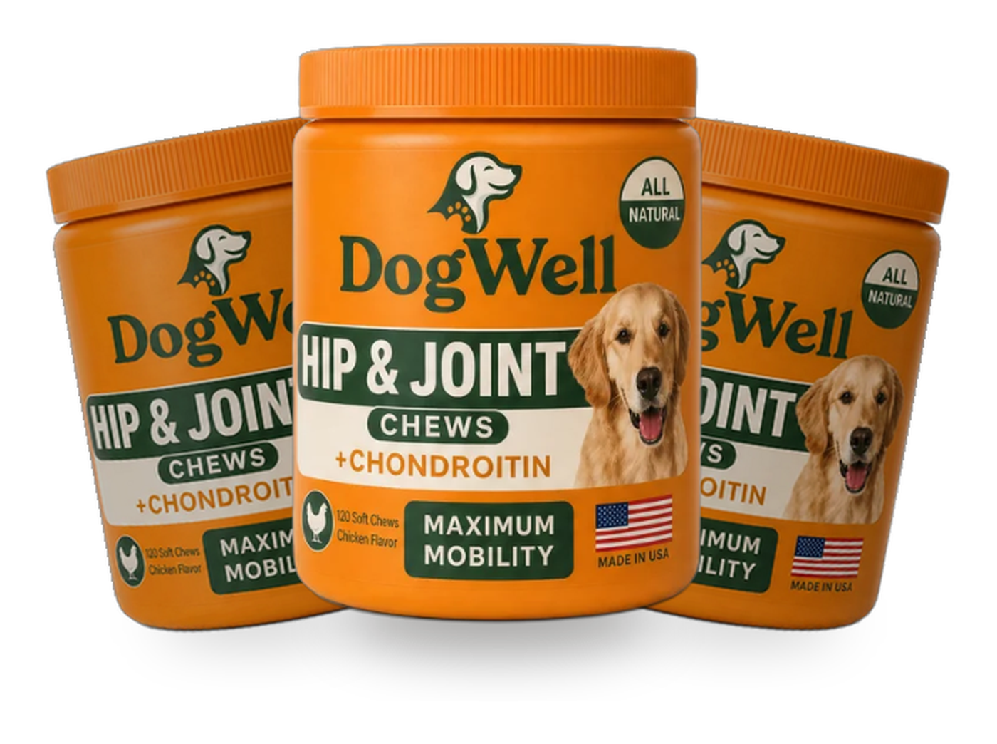 3 jar bundle of DogWell Hip & Joint Chews