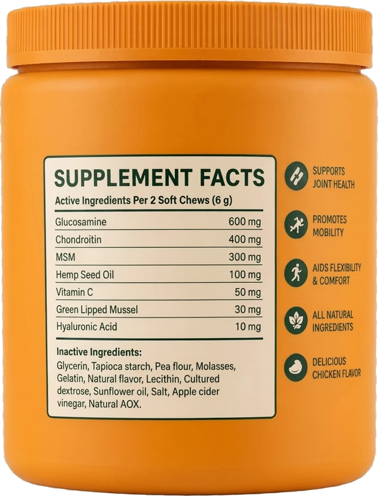 DogWell Hip & Joint supplement facts label